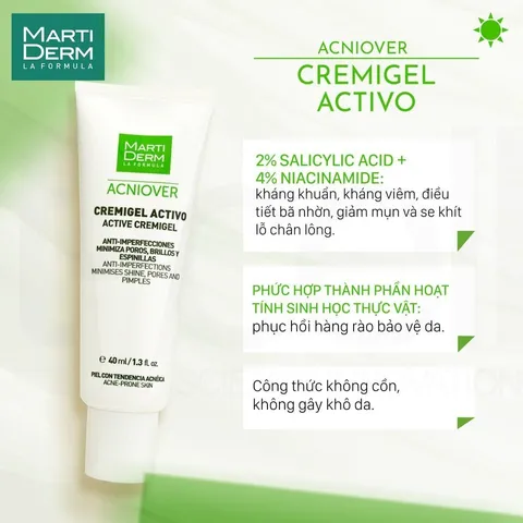 Kem Dưỡng Ban Đêm MartiDerm Acniover 40ml - Tái Tạo Da Cho Da Dầu Mụn, Giảm Mụn và Lỗ Chân Lông, Chống Viêm, Không Nhờn Dính