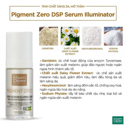 Tinh Chất Làm Sáng Da MartiDerm Pigment Zero DSP Serum Illuminator 30ml - Giải Pháp Cho Đốm Nâu Và Sắc Da Không Đều