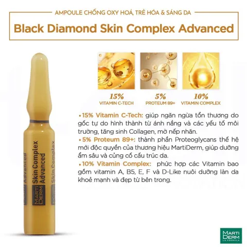MartiDerm Black Diamond Skin Complex Advanced 30 Ống - Ampoule Chống Oxy Hóa, Trẻ Hóa & Làm Sáng Da cho Làn Da Khô và Lão Hóa