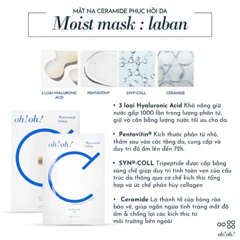 Mặt Nạ Oh! Oh! Moist 10 Miếng - Cấp Ẩm Tức Thì, Dưỡng Mềm Mượt, Phù Hợp Mọi Loại Da, Hyaluronic Acid, Chăm Sóc Da Cao Cấp Hàn Quốc
