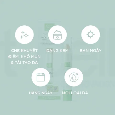 Bút Che Khuyết Điểm MartiDerm Acniover 15ml - Giảm Mụn & Làm Khô Nhanh Với 2% Salicylic Acid, Giải Pháp Cho Da Dầu, Mụn Thâm