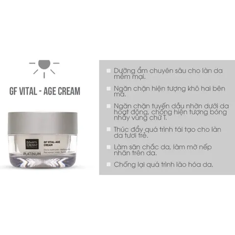 Kem Dưỡng MartiDerm Platinum GF Vital Age Cream 50ml - Phục Hồi, Chống Lão Hóa cho Da Thường và Da Hỗn Hợp