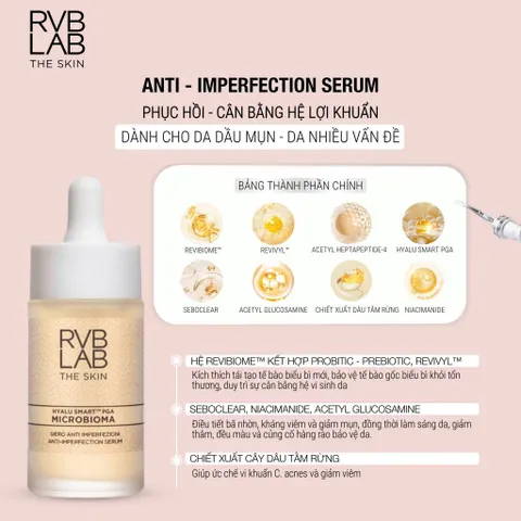 Tinh Chất Cân Bằng Da Mụn RVB LAB THE SKIN 30ml - Serum Giảm Sưng Đỏ, Kiểm Soát Dầu, Thu Nhỏ Lỗ Chân Lông, Phù Hợp Da Nhạy Cảm