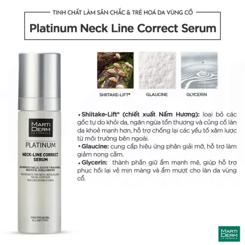 Tinh Chất Săn Chắc MartiDerm Platinum Neck-Line Correct Serum 50ml - Giảm Nhăn, Nâng Cơ, Trẻ Hóa Da Cổ, Dưỡng Ẩm, Đối Phó Lão Hóa