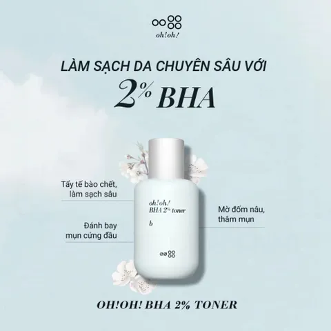 Nước Hoa Hồng OH! OH! BHA 2% 75ml - Tẩy Tế Bào Chết, Làm Sạch Sâu, Giảm Mụn, Dưỡng Da Sáng Mịn Chuyên Dụng Cho Da Dầu Mụn