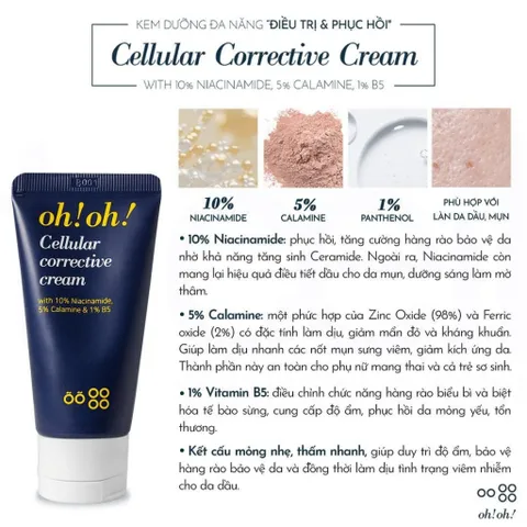 Kem Dưỡng Phục Hồi Da OH! OH! Cellular Corrective Cream 30ml - Chống Lão Hóa, Dưỡng Ẩm, Làm Săn Chắc Da, Hàn Quốc
