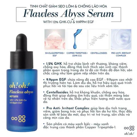 Tinh Chất OH! OH! Flawless Abyss Serum 20ml – Tái Tạo Da, Giảm Sẹo, Chống Lão Hóa, Kiểm Soát Dầu, Làm Dịu Da Nhạy Cảm