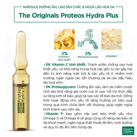 Tinh Chất Dưỡng Ẩm MartiDerm Proteos Hydra Plus – Serum Chống Lão Hóa, Săn Chắc Da Với Vitamin C & Proteoglycans Chính Hãng