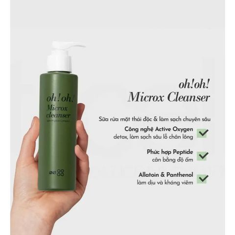 Sữa Rửa Mặt Dịu Nhẹ OH! OH! Microx Cleanser 150g - Làm Sạch Sâu & Thanh Lọc Da Nhạy Cảm, Công Nghệ Activated Oxygen