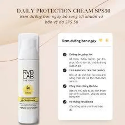 Kem Dưỡng Chống Nắng RVB LAB THE SKIN SPF50 50ml - Bảo Vệ Da, Chống Lão Hóa, Dưỡng Ẩm, Lớp Nền Trang Điểm