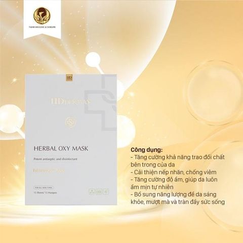 Mặt Nạ Thế Hệ Vàng Cung Cấp Oxy HD DERMA - 5 Miếng Trẻ Hóa, Thanh Lọc Da Từ Thiên Nhiên, Giúp Da Sáng Khỏe, Mịn Màng