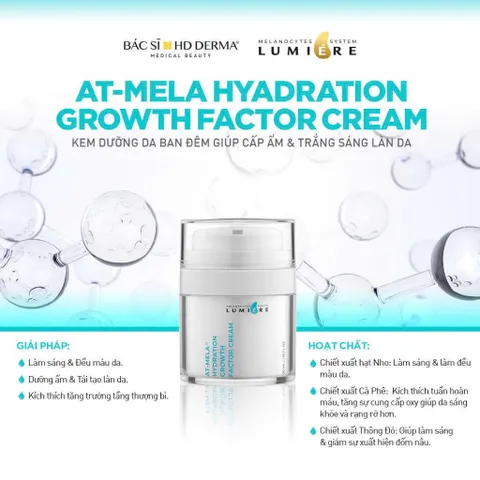Kem Dưỡng Da Ban Đêm HD Derma Lumiere At-Mela - Dưỡng Ẩm, Làm Sáng Da, Tái Tạo Với Chiết Xuất Hạt Nho và Cà Phê