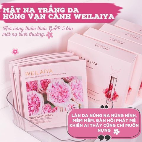 Mặt Nạ Trắng Da Hồng Vạn Cánh Weilaiya - Dưỡng Trắng & Chống Lão Hóa, Hộp 10 Miếng, Giảm Giá 50%