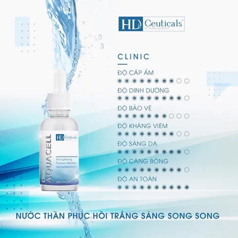 Nước Thần HD DERMA AQUACELL - Phục Hồi Trắng Sáng Da Nhạy Cảm, Cấp Ẩm Chuyên Sâu, Ngăn Ngừa Lão Hóa