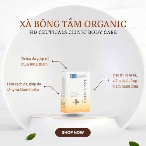 Xà Bông Tắm Organic HD Ceuticals – Detox Làn Da Cơ Thể, Chăm Sóc Da Sáng Khỏe, Giảm Mụn Lưng và Dị Ứng Da