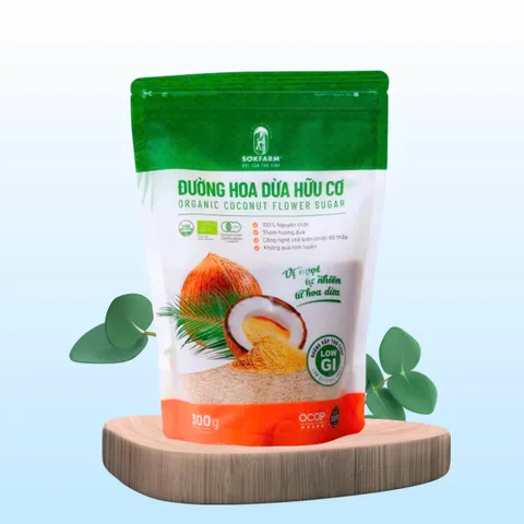 Đường hoa dừa hữu cơ Sokfarm 300g - Organic Coconut Flower Sugar.