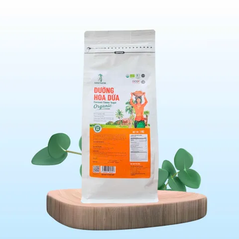 Đường hoa dừa hữu cơ Sokfarm 1kg - Đường ngọt tự nhiên, hấp thu chậm, bổ dưỡng, thay thế đường mía, sức khỏe gia đình.