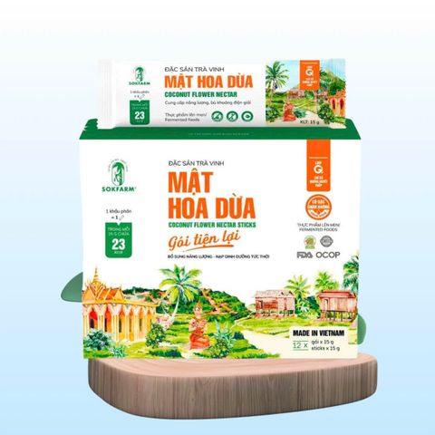 Mật hoa dừa cô đặc organic Sokfarm 15g x 12 gói - Dinh dưỡng tự nhiên, thay thế đường cho người tiểu đường, ăn kiêng, thể thao.