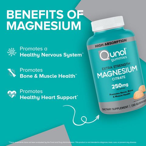 Kẹo dẻo bổ sung Magnesium Citrate Qunol 250mg 150 viên - Hàng Mỹ.