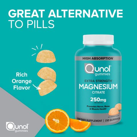 Kẹo dẻo bổ sung Magnesium Citrate Qunol 250mg 150 viên - Hàng Mỹ.