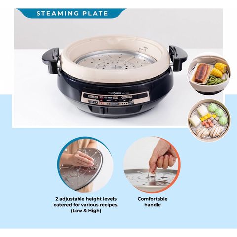 Nồi Lẩu Nướng Điện Đa Năng Zojirushi EP-PVQ30-BA - 2 Ngăn, Công Suất 1300W, Dung Tích 4.5L, Thiết Kế Hiện Đại, Bảo Hành 1 Năm