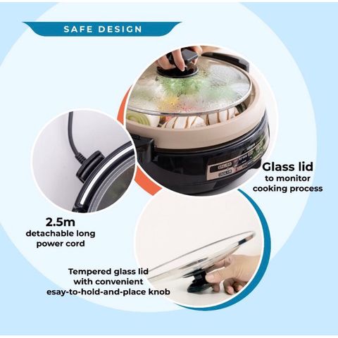 Nồi Lẩu Nướng Điện Đa Năng Zojirushi EP-PVQ30-BA - 2 Ngăn, Công Suất 1300W, Dung Tích 4.5L, Thiết Kế Hiện Đại, Bảo Hành 1 Năm