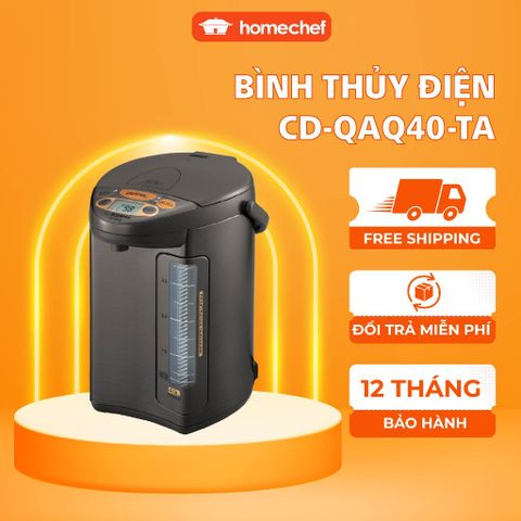 Bình Thủy Điện Zojirushi CD-QAQ40-TA 4L - Công Suất 670W, Hẹn Giờ Thông Minh, An Toàn, Hàng Nhật, Bảo Hành 1 Năm