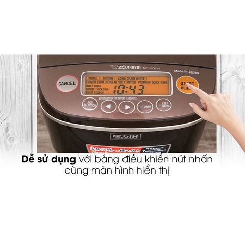 Nồi Cơm Áp Suất Cao Tần Zojirushi NP-BSQ18V-TA 1.8L - Nấu Cơm Thông Minh, 7 Chế Độ Nấu Đặc Biệt, Bảo Hành 3 Năm
