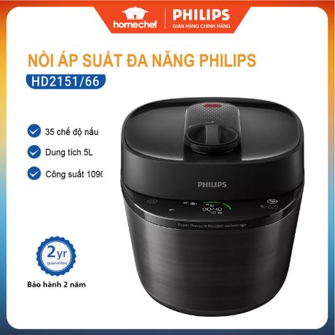 Nồi Áp Suất Điện Tử Philips HD2151 - Dung Tích 5L, Công Suất 1090W, Nấu Nhanh, Menu Đa Dạng, Bảo Hành 2 Năm
