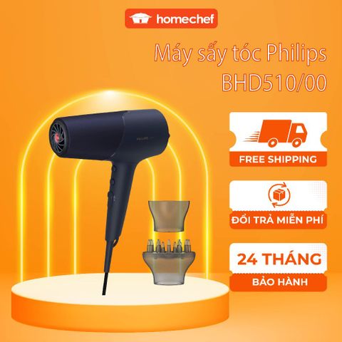 Máy Sấy Tóc Philips BHD510 2300W - Công Nghệ ThermoShield, Sấy Nhanh, Giảm Tổn Hại, 6 Chế Độ Nhiệt và Tóc Bóng Mượt