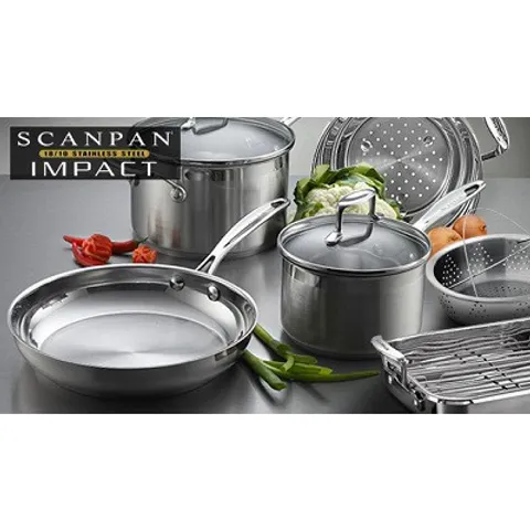 Nồi inox cao cấp 304 Scanpan Impact 18cm - Hàng chính hãng, phù hợp bếp từ, dễ vệ sinh, nắp kính cường lực, an toàn cho sức khỏe.