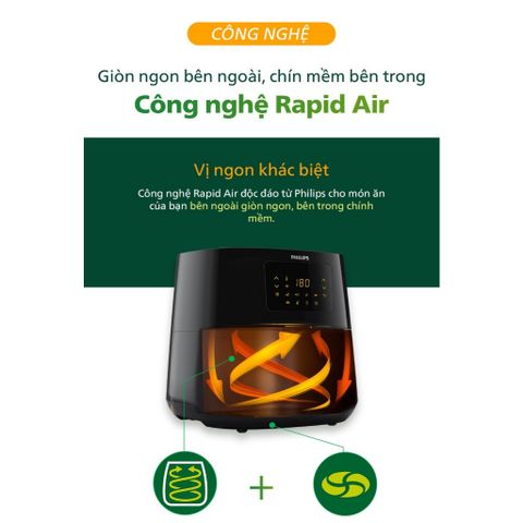 Nồi Chiên Không Dầu Philips HD9280/90 6.2L - Công Nghệ Rapid Air, Đa Chức Năng Nấu Ăn, Giữ Dinh Dưỡng, Hàng Chính Hãng
