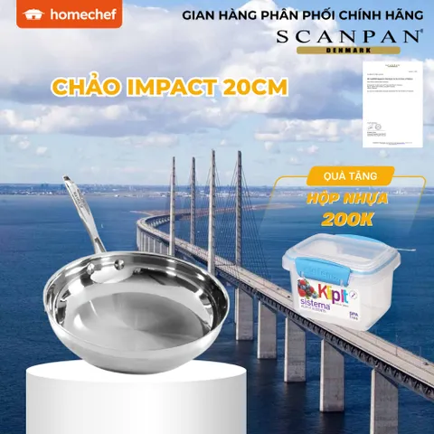 Chảo inox 304 cao cấp Scanpan Impact 20cm 71002000, đáy 3 lớp, dùng bếp từ, máy rửa bát