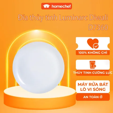 Đĩa thủy tinh Luminarc Diwali 27cm - An toàn lò vi sóng, chống xước, phong cách hiện đại - Hàng chính hãng Pháp