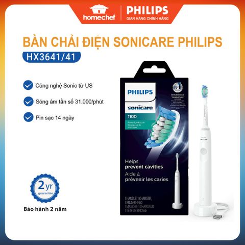 Bàn chải điện Philips Sonic HX3641/41 - Làm sạch răng vượt trội, bảo vệ nướu, thiết kế tiện lợi, bảo hành 2 năm - Hàng chính hãng