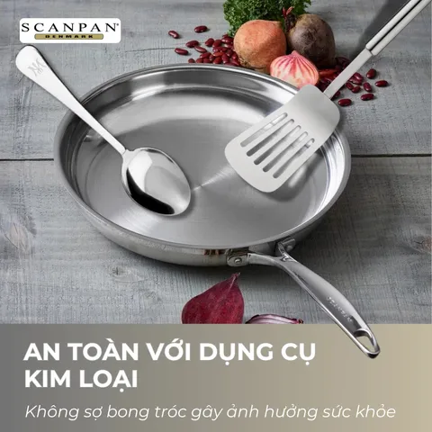 Chảo Inox 5 Lớp Scanpan Fusion5 24cm - Đúc Liền Nguyên Khối, Dùng Cho Bếp Từ & Máy Rửa Bát, An Toàn & Dễ Vệ Sinh
