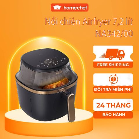 Nồi Chiên Không Dầu Philips NA342/00 7.2 Lít - Công Nghệ Rapid Air Plus, Bảng Điều Khiển Cảm Ứng, Công Suất 2000W