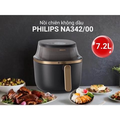 Nồi Chiên Không Dầu Philips NA342/00 7.2 Lít - Công Nghệ Rapid Air Plus, Bảng Điều Khiển Cảm Ứng, Công Suất 2000W