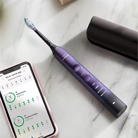 Bàn Chải Điện Philips Sonicare HX9911 Tím - Công Nghệ Sóng Âm & 4 Chế Độ Chăm Sóc Răng Miệng, Giúp Nướu Khỏe Mạnh Và Làm Sạch Sâu