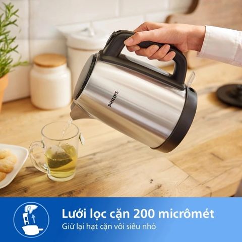 Bình Đun Nước Siêu Tốc Philips 1.7L HD9350/90 - Công Suất 2200W, Tự Động Ngắt, Bảo Hành 2 Năm, Tiết Kiệm Năng Lượng