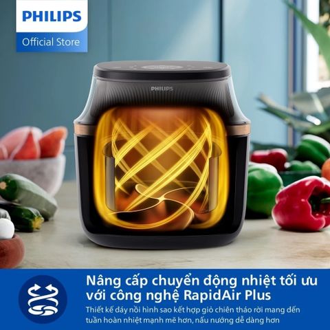 Nồi Chiên Không Dầu Philips NA332/00 6.2L - Công Nghệ RapidAir Plus, Chiên Giòn Ngon & Bảo Hành 2 Năm, Đồ Gia Dụng Nhà Bếp Thông Minh