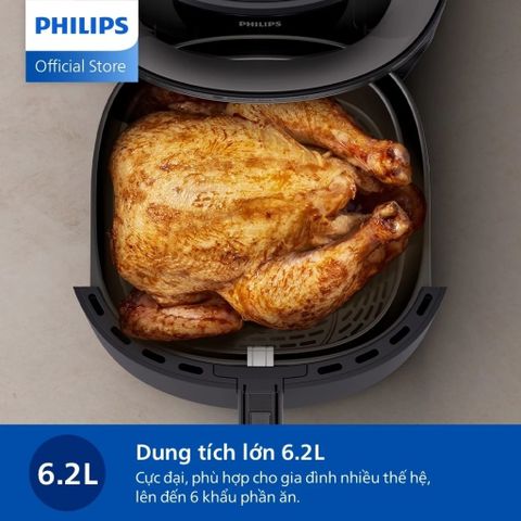 Nồi Chiên Không Dầu Philips NA332/00 6.2L - Công Nghệ RapidAir Plus, Chiên Giòn Ngon & Bảo Hành 2 Năm, Đồ Gia Dụng Nhà Bếp Thông Minh