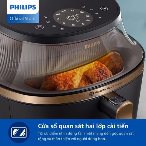 Nồi Chiên Không Dầu Philips NA332/00 6.2L - Công Nghệ RapidAir Plus, Chiên Giòn Ngon & Bảo Hành 2 Năm, Đồ Gia Dụng Nhà Bếp Thông Minh