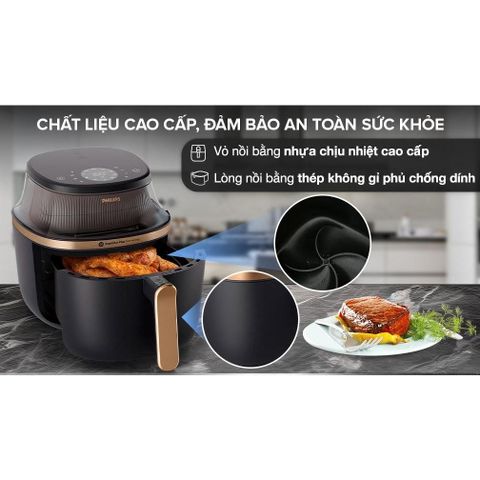 Nồi Chiên Không Dầu Philips NA332/00 6.2L - Công Nghệ RapidAir Plus, Chiên Giòn Ngon & Bảo Hành 2 Năm, Đồ Gia Dụng Nhà Bếp Thông Minh