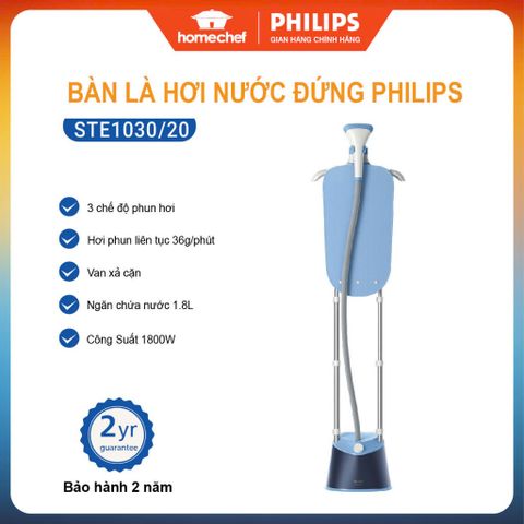 Bàn ủi hơi nước đứng Philips STE1030 1800W - Thiết kế hiện đại, công suất cao, tiện lợi cho quần áo sạch sẽ, bảo hành 2 năm