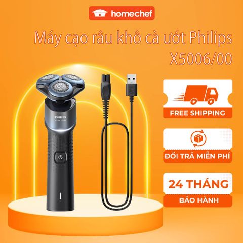 Máy Cạo Râu Philips X5006 - Cạo Khô Và Ướt, Công Nghệ SkinGlide Êm Mượt, Đầu Cạo 360°, Bảo Hành 2 Năm Chính Hãng