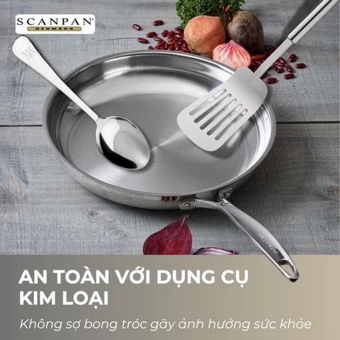 Chảo Inox 5 Lớp Scanpan Fusion5 26cm Cao Cấp, Chịu Nhiệt Cho Bếp Từ, An Toàn Dùng Máy Rửa Bát