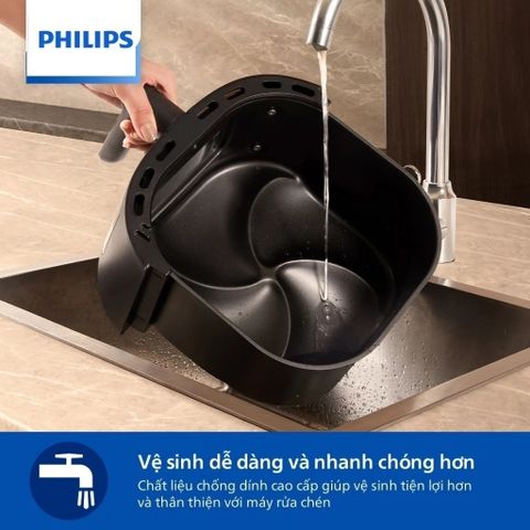 Nồi Chiên Không Dầu Philips NA130/00 - 6,2L, Công Nghệ Rapid Air, Tiết Kiệm Điện, Món Ăn Giòn Rụm, Bảo Hành 2 Năm