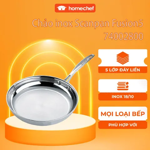 Chảo Inox 5 Lớp Scanpan Fusion5 28cm - Chảo Chống Dính Đúc Liền Nguyên Khối, Dùng Cho Bếp Từ và Máy Rửa Bát