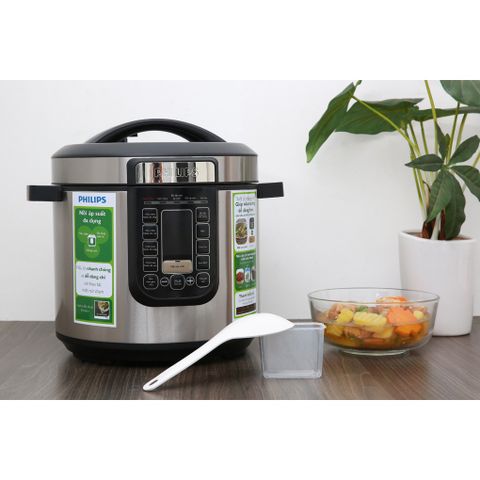 Nồi áp suất điện tử Philips HD2237 6L 1300W - Thiết kế hiện đại, chế độ nấu đa dạng, giữ nhiệt 24h, bảo hành 2 năm